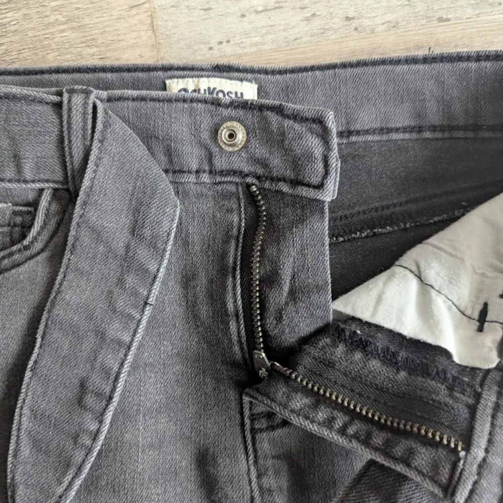 OshKosh B'gosh Girls Gray Denim Skirt with Tie Waist - Size 7
